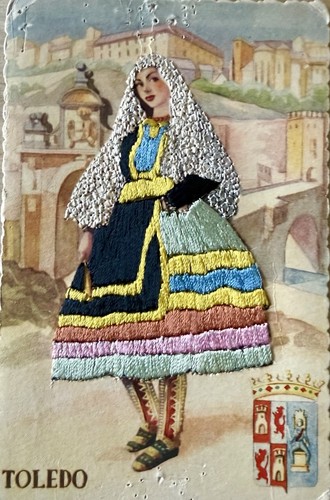 Vtg embroidered postcard - vtg,