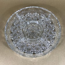 Vintage Glass Divided Serving Dish with 5 Sections Daisy Button Pattern