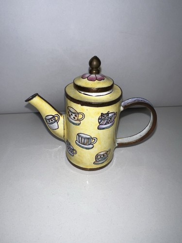 Vintage enamel mini teapot - vintage,