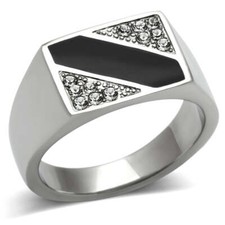 Mens signet ring black jet
