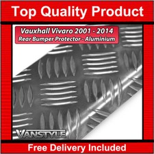 FOR VAUXHALL VIVARO 01-14 CHEQUER PLATE ANODISED ALUMINIUM REAR BUMPER PROTECTOR