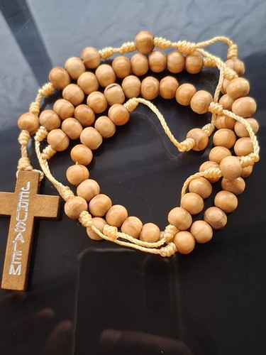 Wooden rosary necklace - wooden,