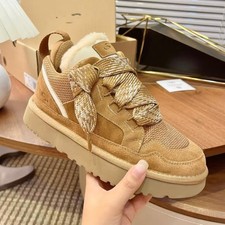 UGG Lowmel Brown Suede Sheepskin Trainers Woman Christmas Gifts 2025 NEU
