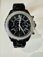 Chanel J12 H1009 41mm Black Diamond Watch with Box & Receipt BRILLIANT CONDITION