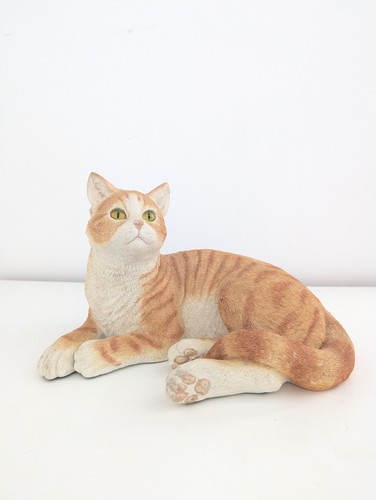 Ginger tabby cat figurine - cat,