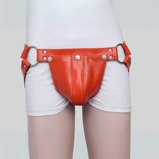 Mens Real Leather Jockstrap Gay Sexy Underwear Pouch G-string Thong
