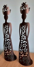 BN 2 x PartyLite Brown Metal Candle Holder Lady Silhouettes