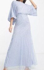 Frock and Frill Bridesmaid maxi dress with exaggerated sleeves in blue