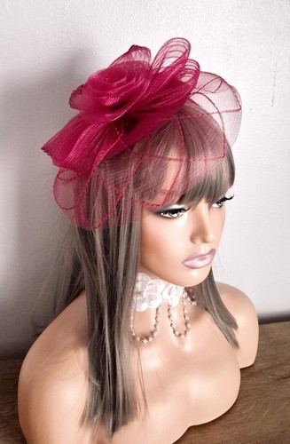 Berry red fascinator hat - red,