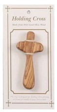 Olive wood holding cross - olive,