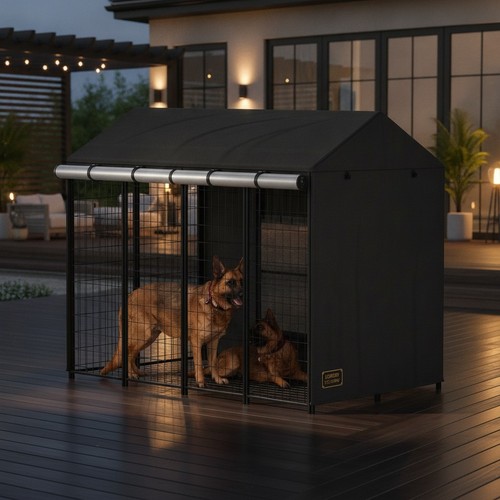 Covered dog kennel outdoor - covered,