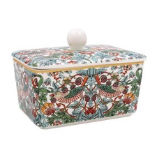 Fine China Butter Dish with Lid W. Morris Strawberry Thief Design Butter Keeper