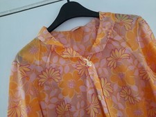 Ladies Vintage Overall nylon/polyester W Yellow & Floral Frilly trim design VGC 