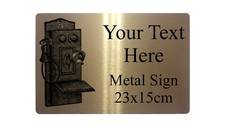 Personalised Text Antique Phone Old Vintage Retro Metal Aluminium Plaque Sign