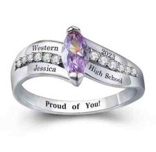 925 Silver High School Class College Marquise Cut Collection Fully Personalized