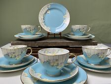 RARE Radfords Fenton Pale Blue Floral 16 Piece English Bone China Part Tea Set