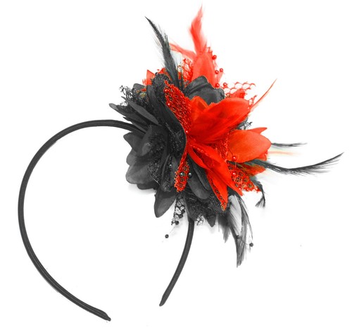 Flower feather hair fascinator - flower,