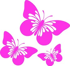 3 x Pink Butterfly Car,Camper