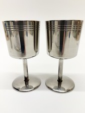 2X Vintage Retro Old Hall Stainless Steel Stem Goblets Modernist MCM 60s/70s