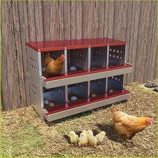 Metal Chicken Hen Nest Boxes Bantam Laying Egg Bird Nesting House 8 Compartment