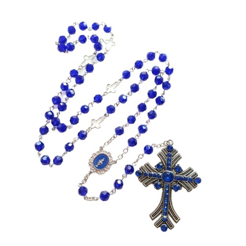 8mm blue crystal - 8mm, rosary
