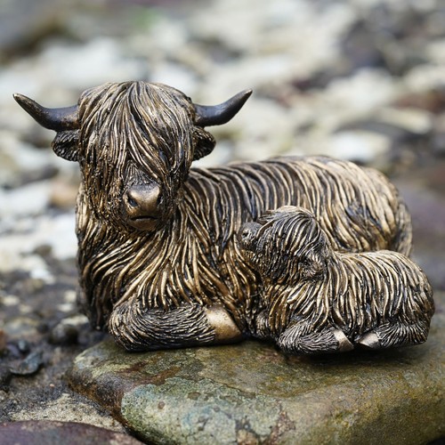 Highland cow family resin - family,