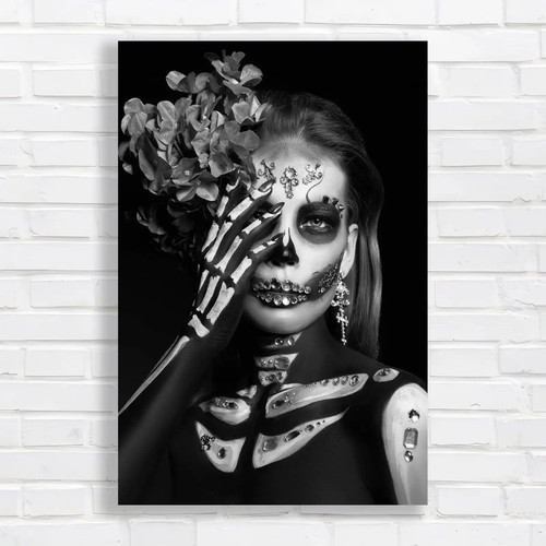 Vibrant skull makeup black - skull,