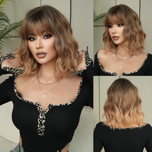 Short wavy wig with bangs - short,