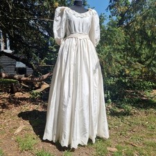 Vintage 1980s 100% Raw Silk Southern Belle Milkmaid Wedding Dress Fits Size 10