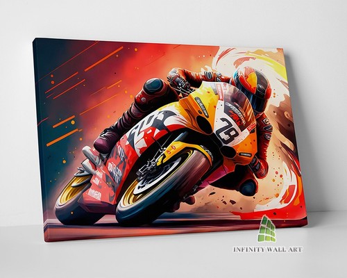 Red motorcycle canvas art - canvas, wall
