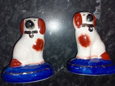 Pair Of  Small Staffordshire Spaniel/Dogs Figurines GENUINE STAFFORDSHIRE Ware