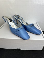 Vintage Blue Satin Shoes By Jacques Vert Size 7 Eu 40 - 301