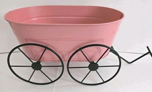 Pink metal wagon farm cart - metal,