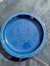 Queen Elizabeth II , Myott Meakin, Blue, Silver Jubilee Plate, 27cm Diameter 