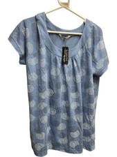 Elizabeth Scott Handcrafted Blue Polka Dot Short Sleeve Top - L/XL New With Tags