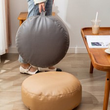 Unstuffed Faux Leather Round Floor Seat Footstool Futon Pouf Cushion Cover DIY