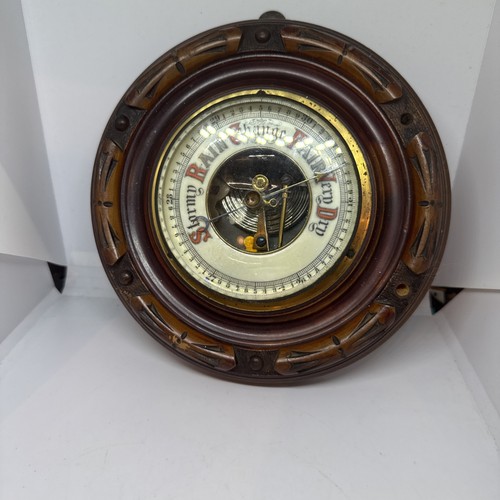 Antique victorian oak aneroid - victorian,