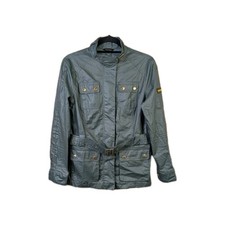 Barbour International Bearings Jacket Womens Size UK 8 Green Belted Motorcycle 
