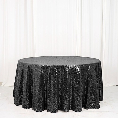 Black sequined 120 round - black, 120"