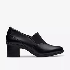 Clarks Shaya Tess Ladies Black Leather High Front Elasticated Trouser Shoes