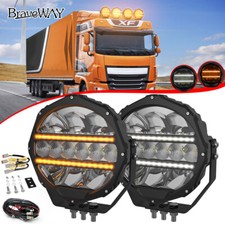 2X Fit Scania Volvo DAF MAN Truck 24v 9" Round Full Led Spot Fog Drl SpotLight