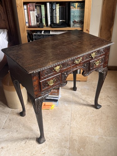 18th century carved oak lowboy - carved,