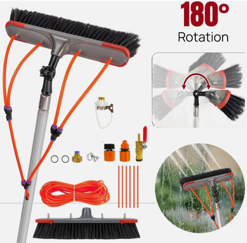 Water fed solar panel brush - panel,