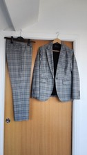 M&S Womens Blue Check Trouser Suit - Size 10