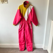 Tiklas Vintage Ski Suit Pink Yellow Retro Finland Size C 38 / 36" UK 10 *No Belt