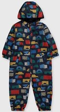 TU Kids Boys Transport Themed Shower Resistant Navy Blue Puddlesuit New