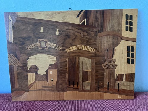 Vintage inlaid wood marquetry - inlaid,