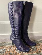 Terra Plana Dark Denim Blue Leather Knee High Boots Size EU 41 UK 7.5