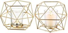 Hewory Metal Geometric Tealight Holders, 6 Pcs Tea Light Candle Holders Gold