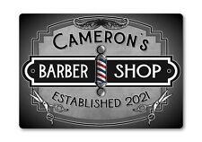 Personalised METAL Vintage Barbershop Sign Plaque. Salon Hairdressing Business 